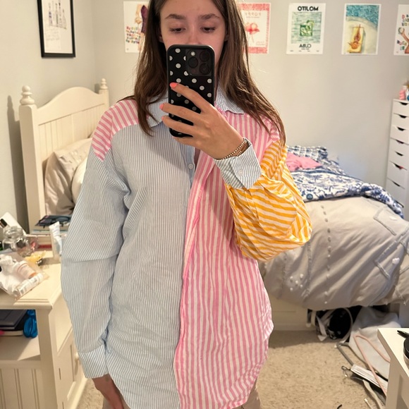 Button up striped collared blouse - Picture 2 of 5